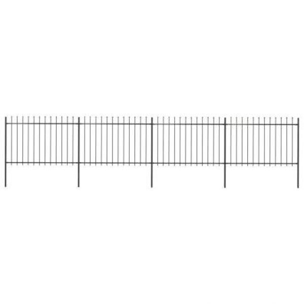 Garden Fence with Spear Top Steel 6.8x1.2 m Black