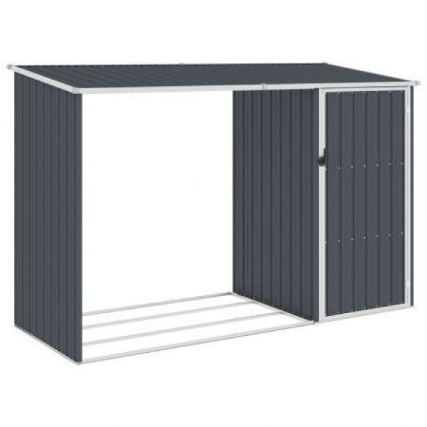 Garden Firewood Shed Anthracite 245x98x159 Cm Galvanised Steel