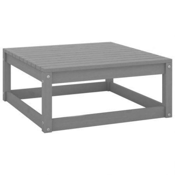 Garden Footstool With Cushion Grey Solid Pinewood