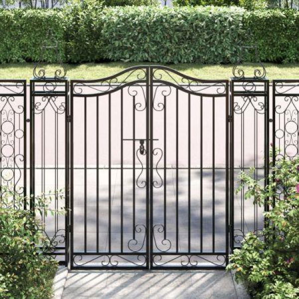 Garden Gate Black 121x8x120 cm Wrought Iron