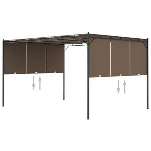 Garden Gazebo with Side Curtain 4x3x2.25 m Taupe