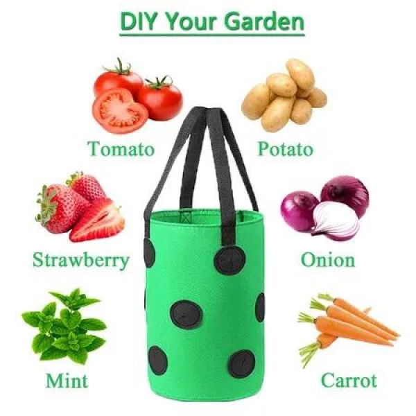 Garden Hanging Strawberry Planting Grow Bag,Upside Down Vegetable Planter with 12 Grow Holes Handle,For Tomato Chili Strawberry Fruit House Garden