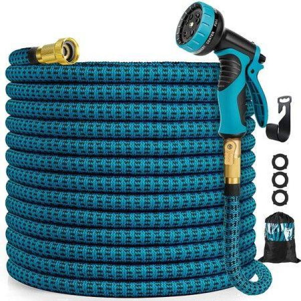 Garden Hose 100 Ft Expandable Water Hose 100 Feet With 10 Function Spray Nozzle Extra Strength 3750D Durable 4-Layers Latex Flexible Expandable Hose With 3/4