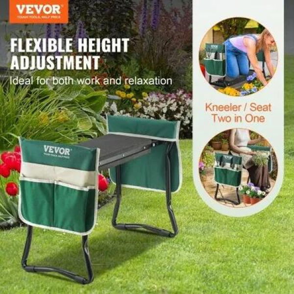 Garden Kneeler and Seat, 330 lbs Load Capacity, 8' EVA Wide Pad, Foldable Garden Stool, Kneeling Bench for Gardening with Tool Bag, Gifts for Women, Grandparents, Seniors, Mom and Dad