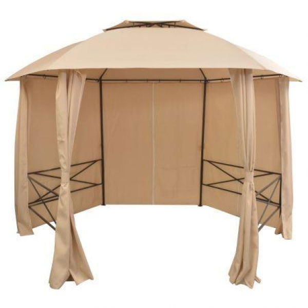 Garden Marquee Pavilion Tent With Curtains Hexagonal 360x265 Cm