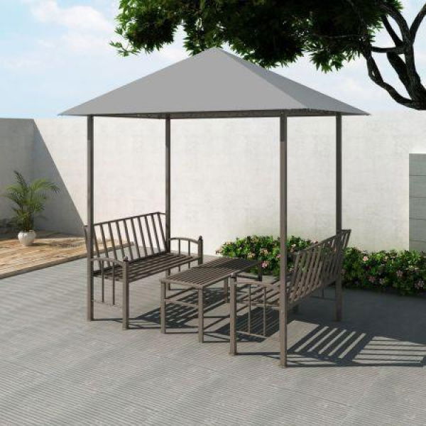 Garden Pavilion With Table And Benches 2.5x1.5x2.4m Anthracite