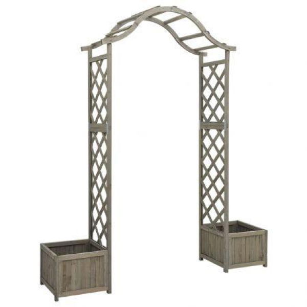 Garden Pergola With Planter Grey Solid Firwood