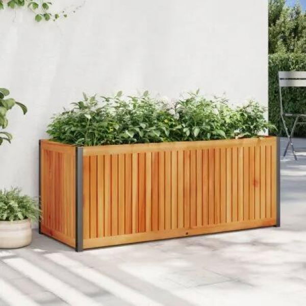 Garden Planter 110x45x44 cm Solid Wood Acacia and Steel