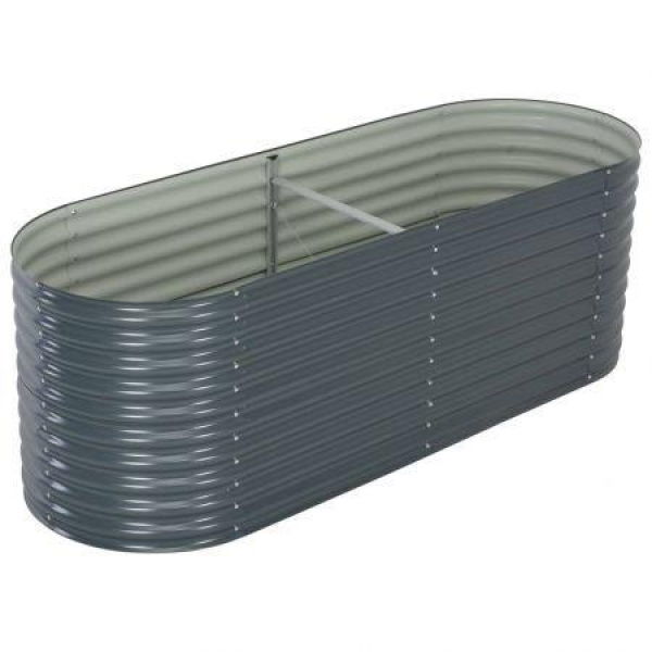 Garden Planter 240x80x81 Cm Galvanised Steel Grey