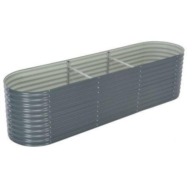 Garden Planter 320x80x81 Cm Galvanised Steel Grey