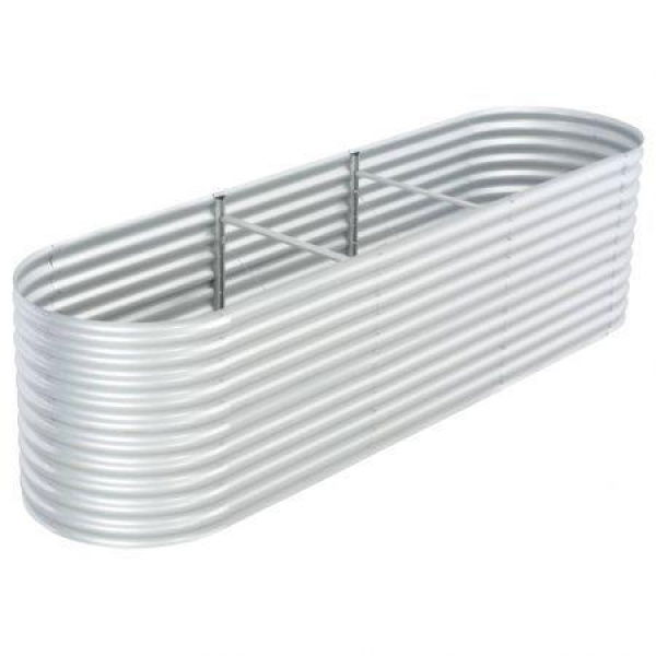 Garden Planter 320x80x81 Cm Galvanised Steel Silver