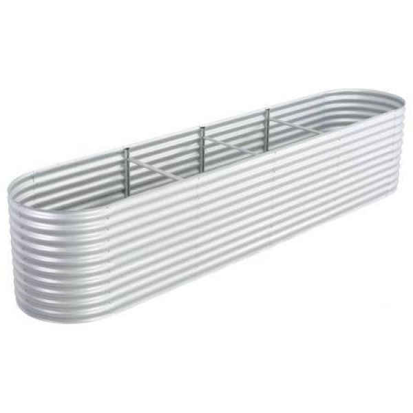 Garden Planter 400x80x81 Cm Galvanised Steel Silver