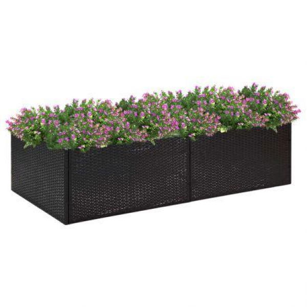 Garden Planter Black 157x80x40 Cm Poly Rattan