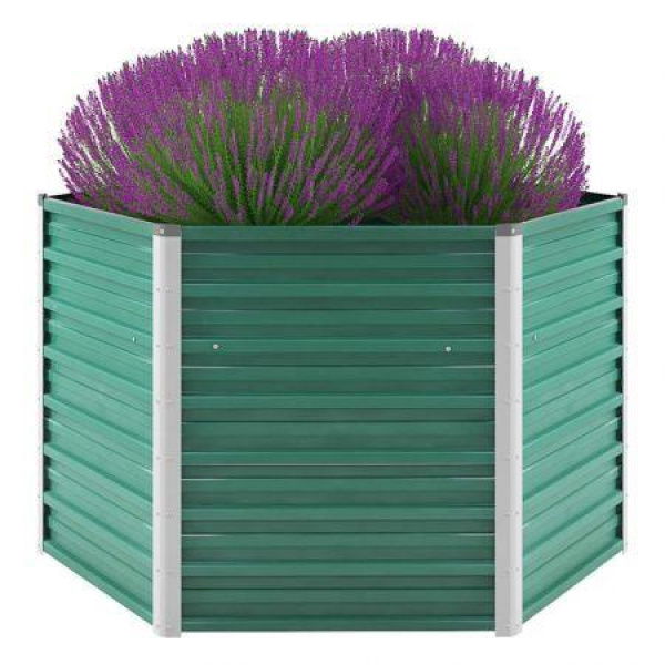 Garden Planter Galvanised Steel 129x129x77 Cm Green