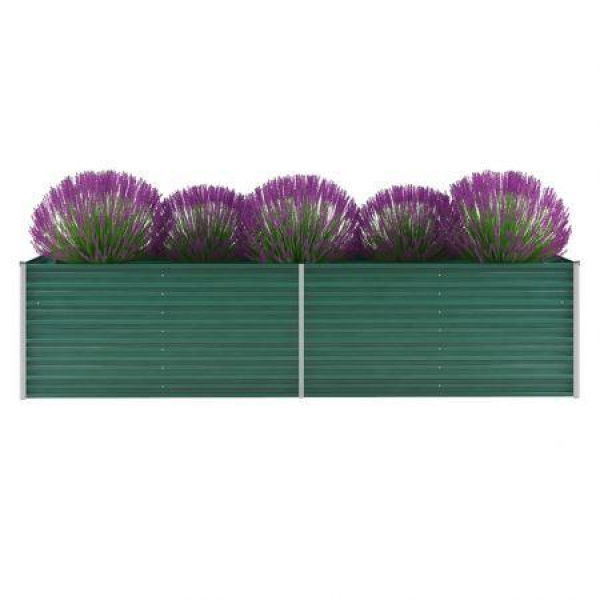 Garden Planter Galvanised Steel 320x80x77 Cm Green