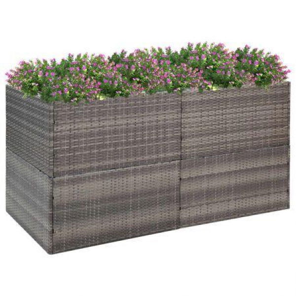 Garden Planter Grey 157x80x80 Cm Poly Rattan