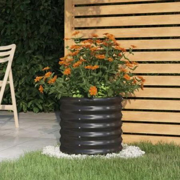 Garden Planter Powder-coated Steel 40x40x36 cm Anthracite