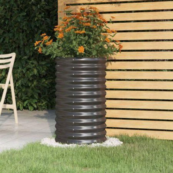 Garden Planter Powder-coated Steel 40x40x68 Cm Anthracite