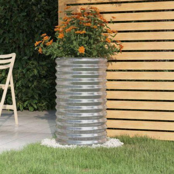 Garden Planter Powder-coated Steel 40x40x68 Cm Silver