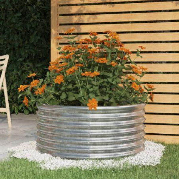 Garden Planter Powder-coated Steel 80x80x36 Cm Silver