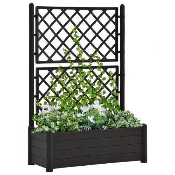 Garden Planter With Trellis 100x43x142 Cm PP Anthracite