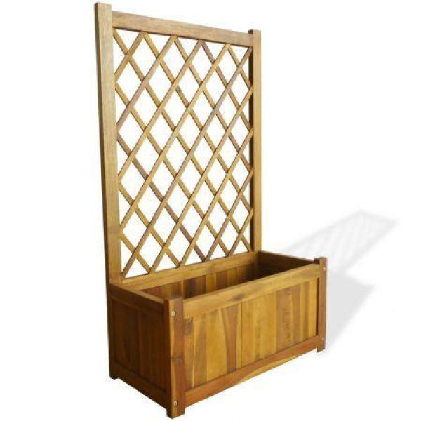 Garden Planter With Trellis Solid Acacia Wood