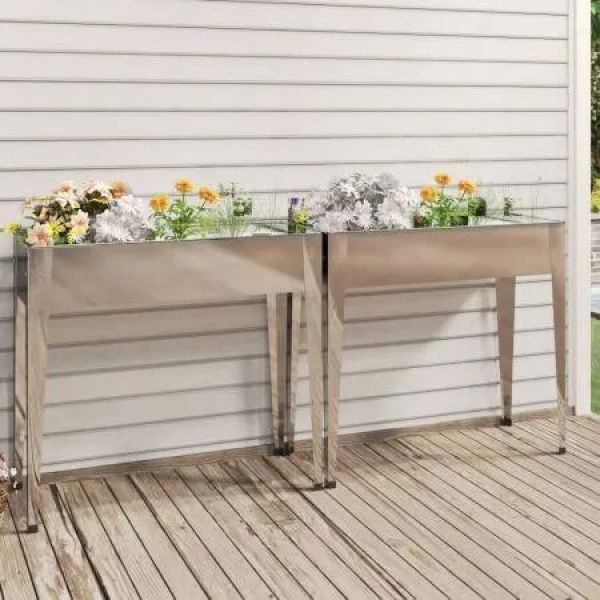 Garden Planters 2 pcs Galvanised Steel