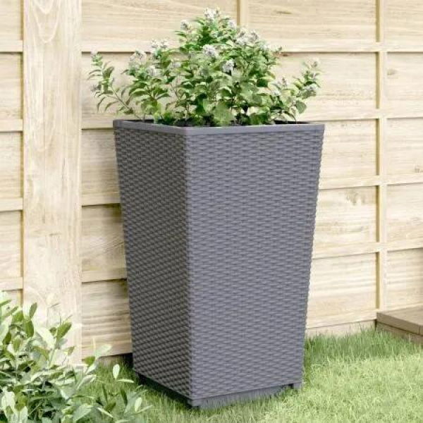 Garden Planters 2 pcs Grey 32.5x32.5x57 cm PP