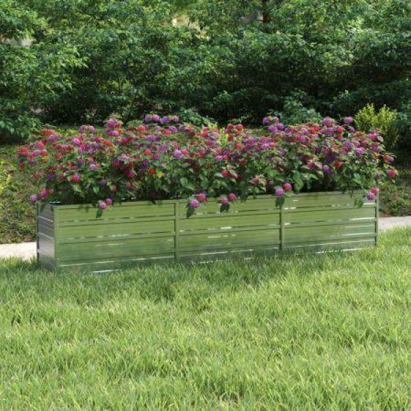 Garden Raised Bed 240x40x45 Cm Galvanized Steel Silver