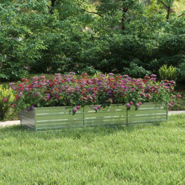 Garden Raised Bed 240x80x45 Cm Galvanized Steel Silver