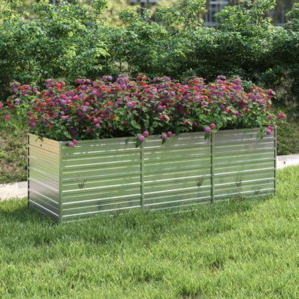 Garden Raised Bed 240x80x77 Cm Galvanized Steel Silver