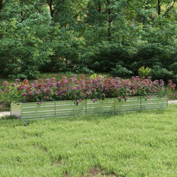 Garden Raised Bed 400x80x45 cm Galvanized Steel Silver