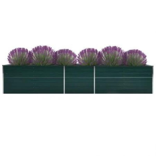 Garden Raised Bed Galvanised Steel 400x80x77 cm Green