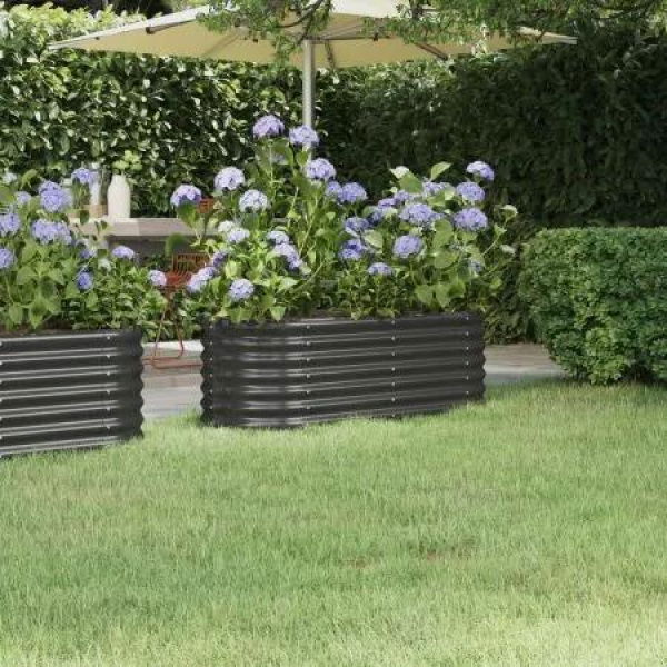 Garden Raised Bed Powder-Coated Steel 114x40x36 cm Anthracite