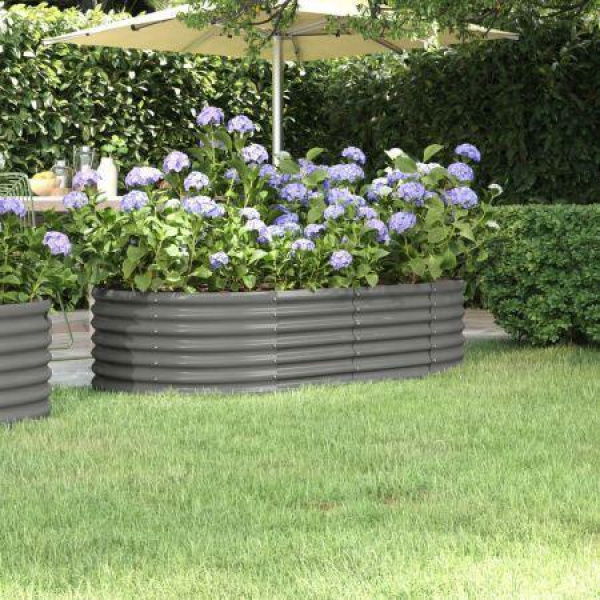 Garden Raised Bed Powder-Coated Steel 152x80x36 Cm Grey