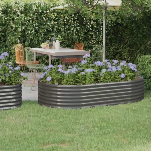 Garden Raised Bed Powder-Coated Steel 175x100x36 Cm Grey