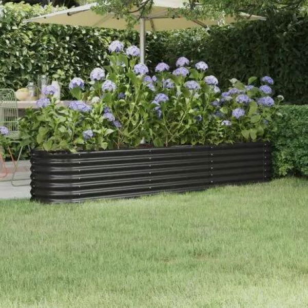 Garden Raised Bed Powder-coated Steel 224x40x36 cm Anthracite