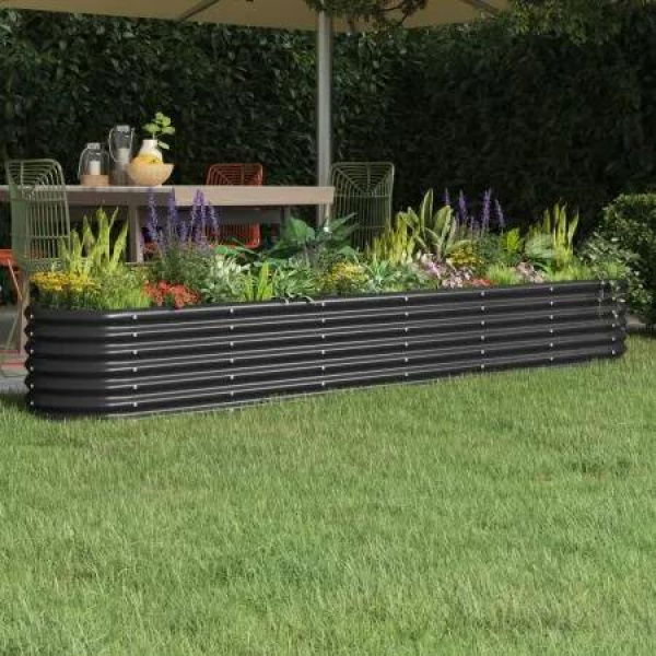 Garden Raised Bed Powder-coated Steel 260x40x36 cm Anthracite