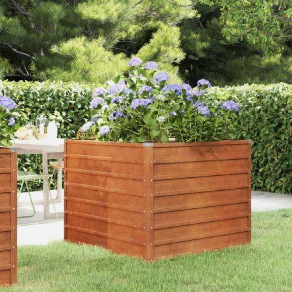 Garden Raised Bed Rusty 100x100x77 cm Corten Steel