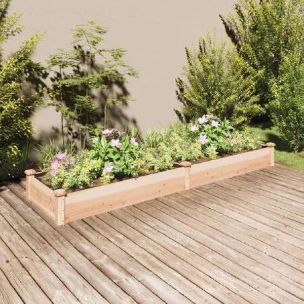 Garden Raised Bed with Liner 240x60x25 cm Solid Wood Fir