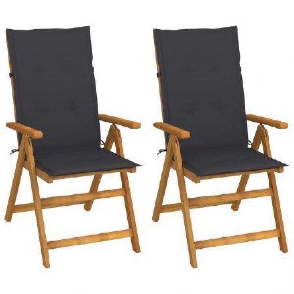 Garden Reclining Chairs 2 Pcs With Cushions Solid Acacia Wood