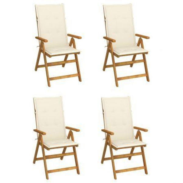 Garden Reclining Chairs 4 Pcs With Cushions Solid Acacia Wood