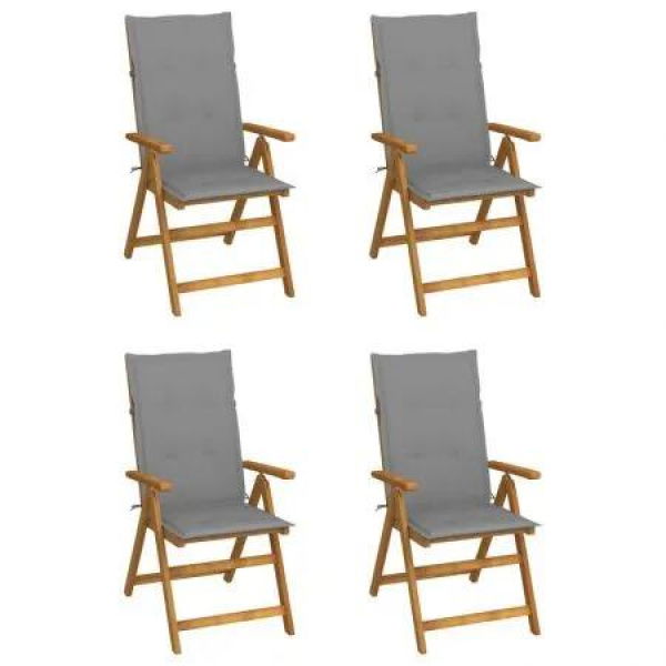 Garden Reclining Chairs 4 pcs with Cushions Solid Acacia Wood