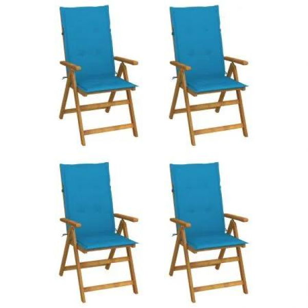 Garden Reclining Chairs 4 pcs with Cushions Solid Acacia Wood