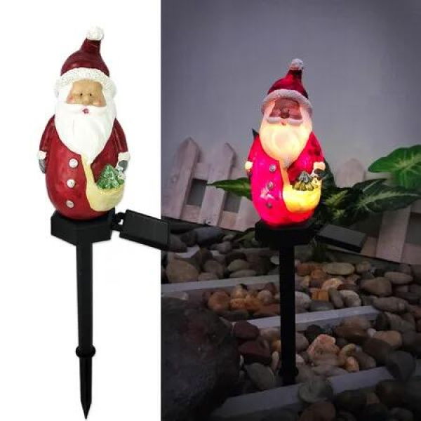 Garden Resin Small Santa Claus Solar Lights Waterproof Christmas Garden Stake Lights for Outdoor Decorations