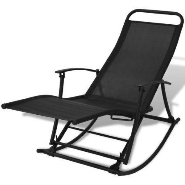 Garden Rocking Chair Steel And Textilene Black