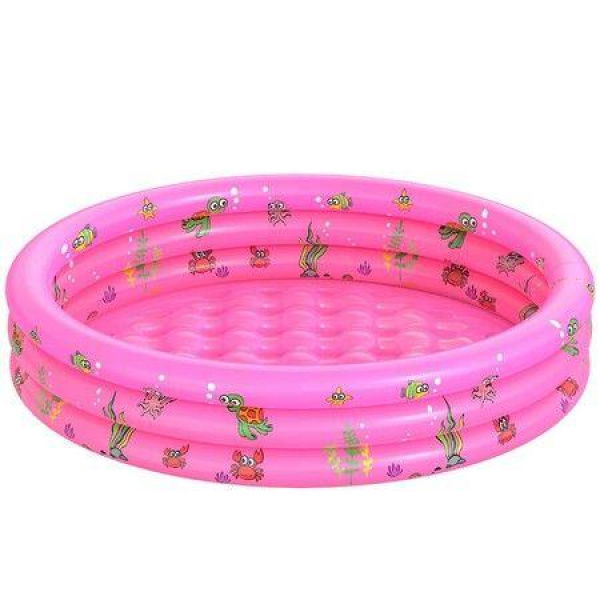 Garden Round Inflatable Swimming Pool,Portable Inflatable Little Pump Pool,Kiddie Paddling Pool Indoor&Outdoor Toddler Water Game Play Center (Pink)