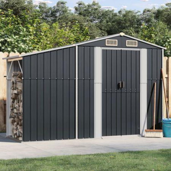 Garden Shed Anthracite 277x93x179 cm Galvanised Steel