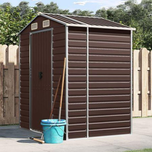 Garden Shed Brown 191x130x198 cm Galvanised Steel