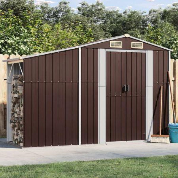 Garden Shed Brown 277x93x179 cm Galvanised Steel